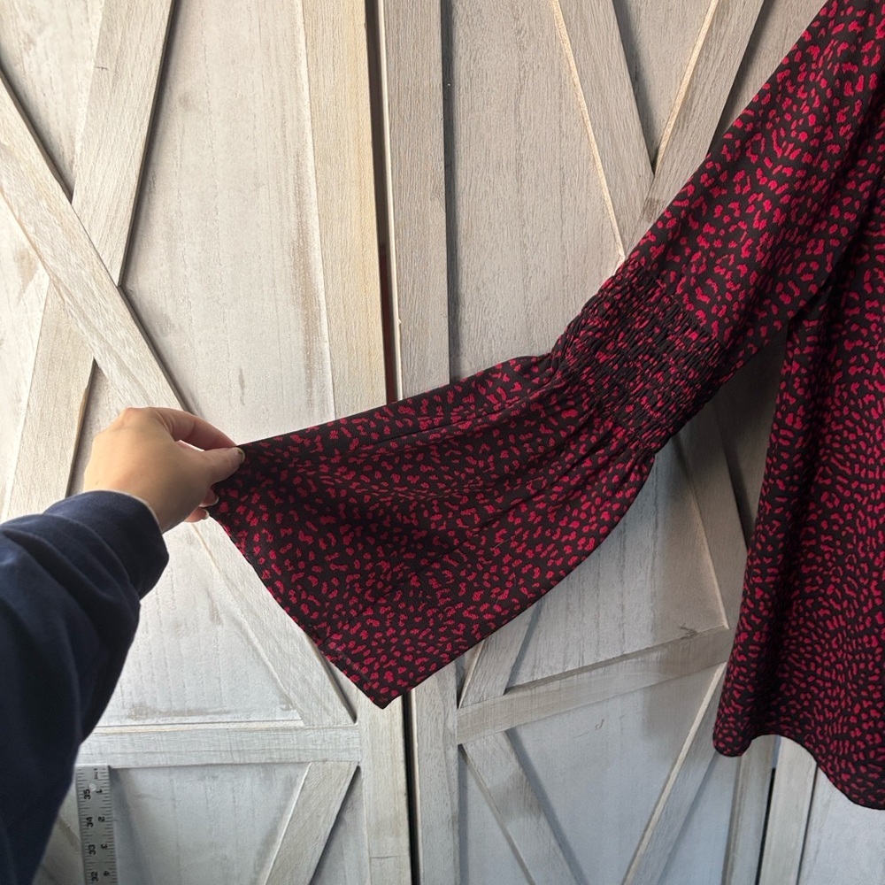 Michael Kors Black and Red Animal Print Blouse - Picture 3 of 6